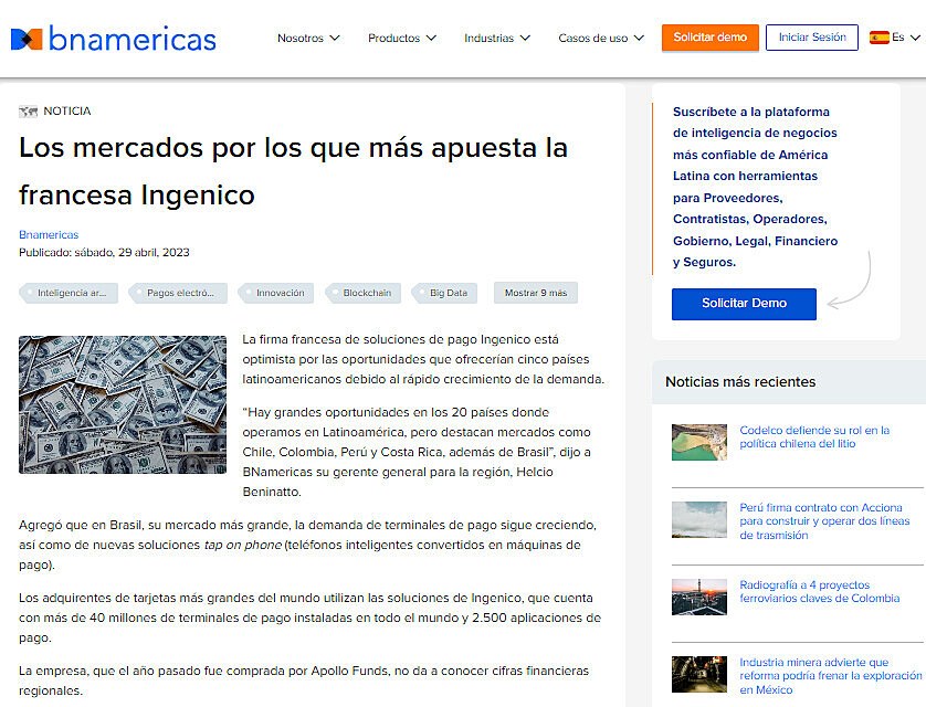 Los mercados por los que ms apuesta la francesa Ingenico
